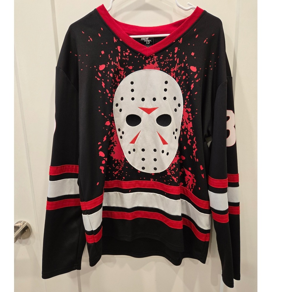 Friday the 13th Jason Voorhees Hockey Jersey Black Red Large